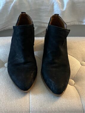Franco Sarto Black Suede Pointed Toe Ankle Booties